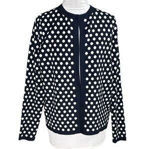 BODEN Cleo Jacquard Knitted Navy Polka Dot Cardigan. Size 10